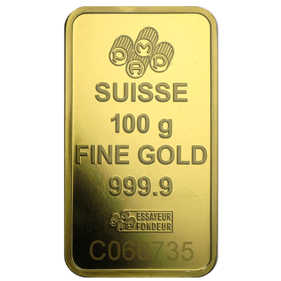 A picture of a Lingot d’or de 100 g, Fortuna de PAMP Suisse (avec certificat de titrage)